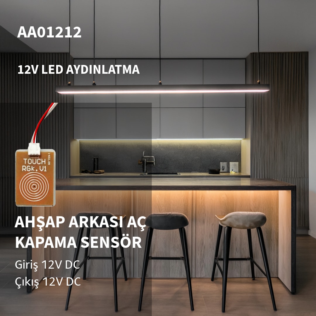 Ahşap-Taş Arkası 12V Dokunmatik Sensör Anahtarı