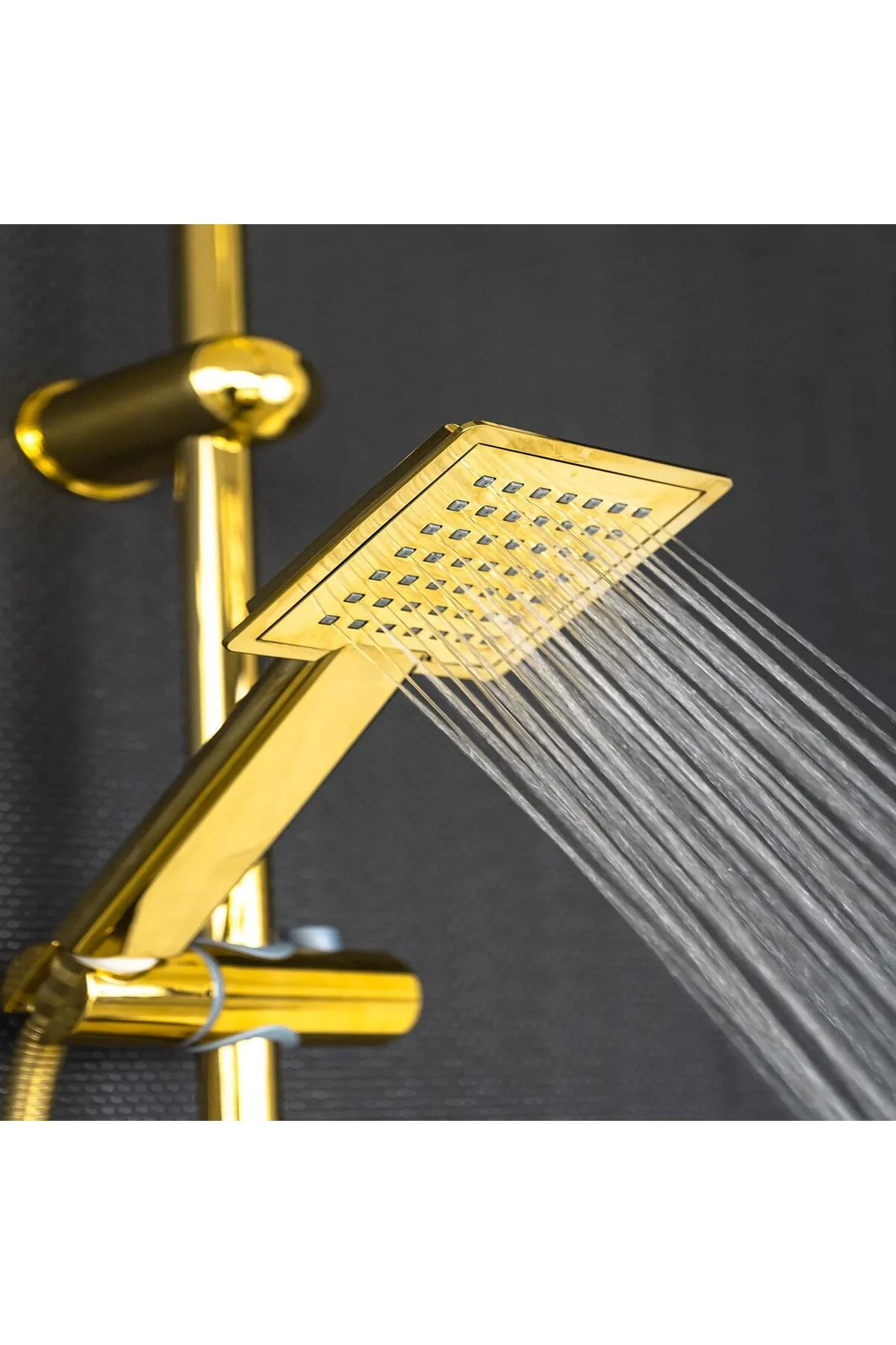 Dayanıklı Gold Kare Robot Tepe Duş Seti Shower Banyo Başlığı Takımı Başlık Sistemi Gold Altın