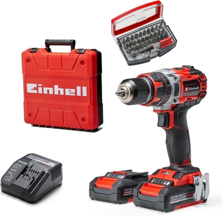 EİNHELL Tp-Cd 18/50 Li I Bl Kömürsüz Çift 2 Ah Akülü Darbeli Matkap + Kwb 32 Parça Bits Uç Seti
