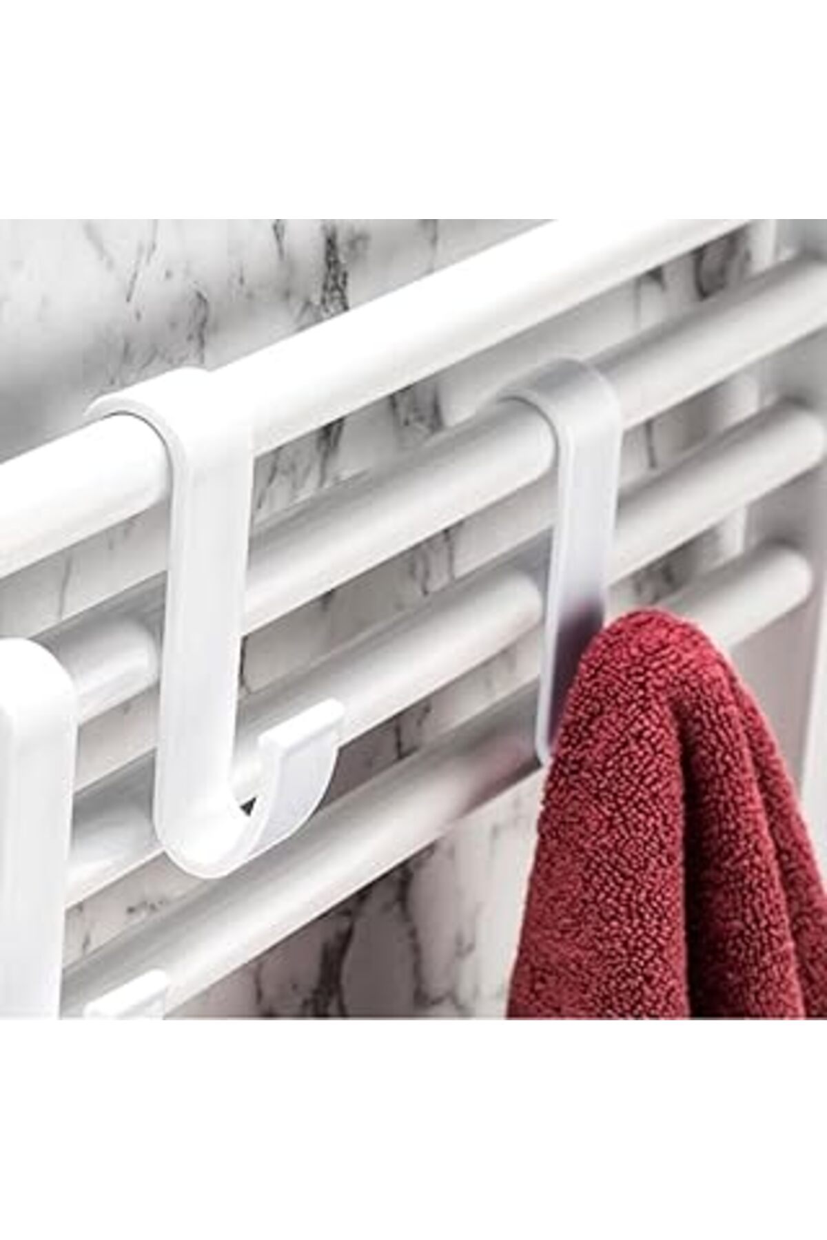 Banyo Havlu Askısı Havlupan ve Duşakabin Uyumlu, Plastik Askı, 4 adet (Beyaz)