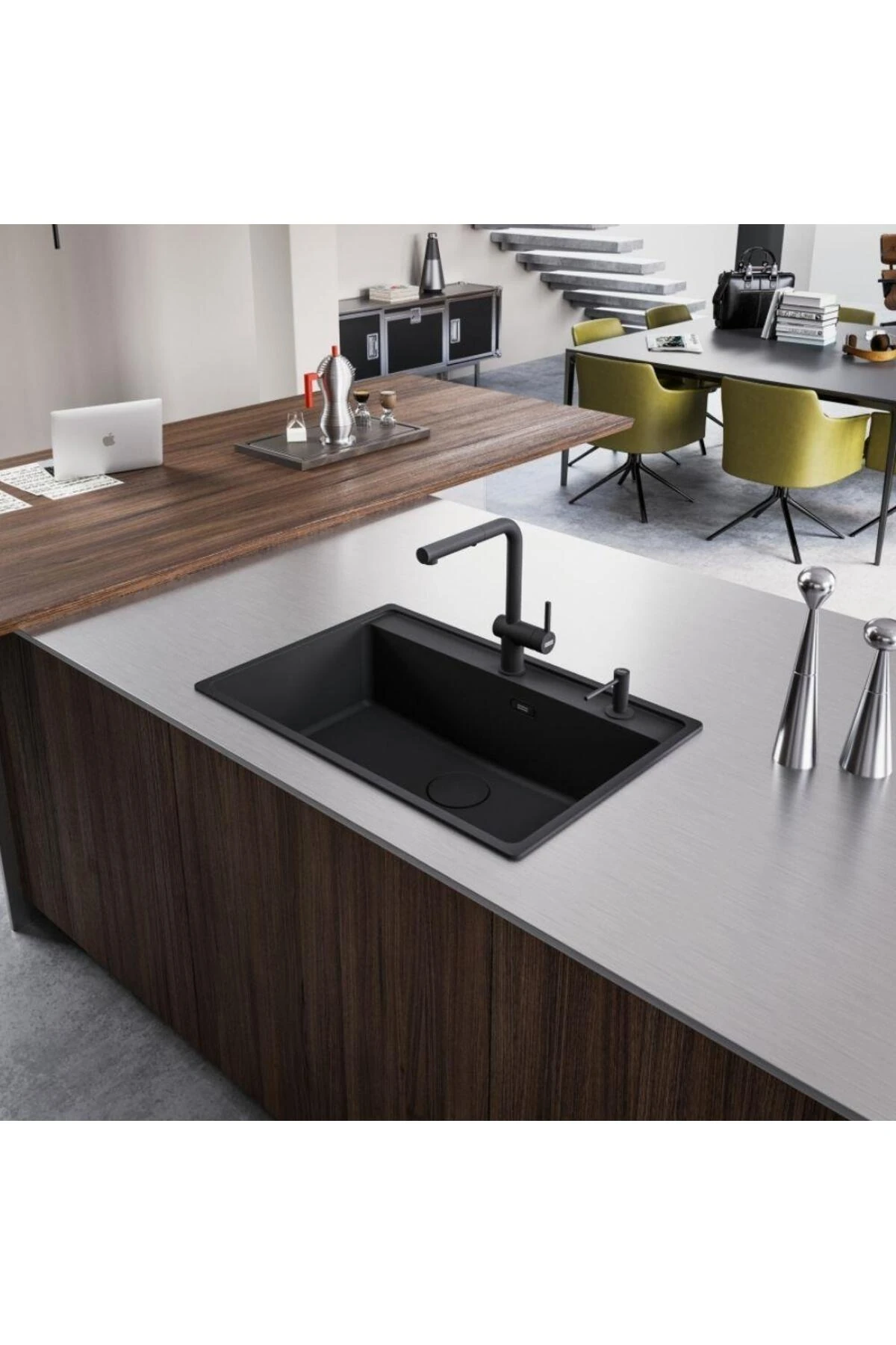 Granit Evye MRG 610-72 Matt Black, Tezgah Üstü Evye