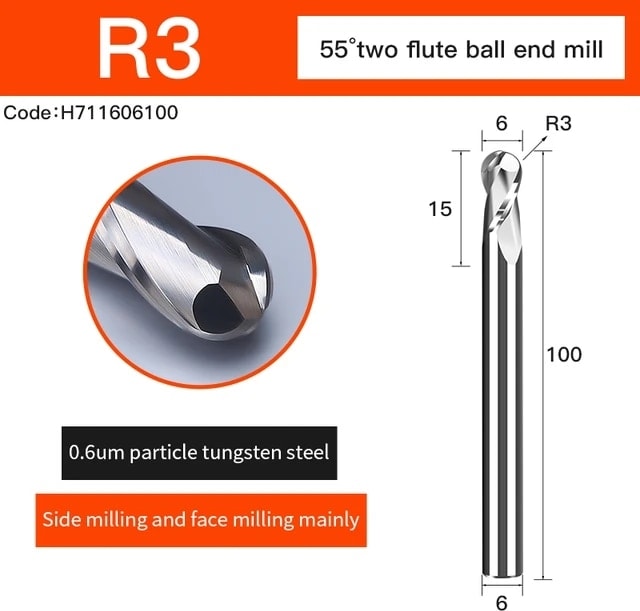 H711606100 Huaho 2 Flüt Bilyalı Uçlu Freze Kesme Planya Alüminyum Karbür Cnc Freze Kesici Yönlendirici Bit Ahşap Mekanik Aletler Için (Yurt Dışından)