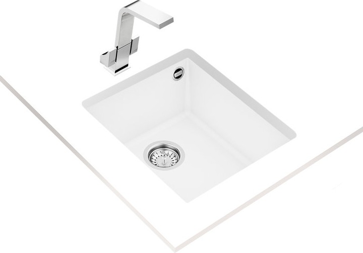 SQUARE 34.40 TG ARTIC WHITE Tezgahaltı Granit Eviye Beyaz 34 cm 115230034