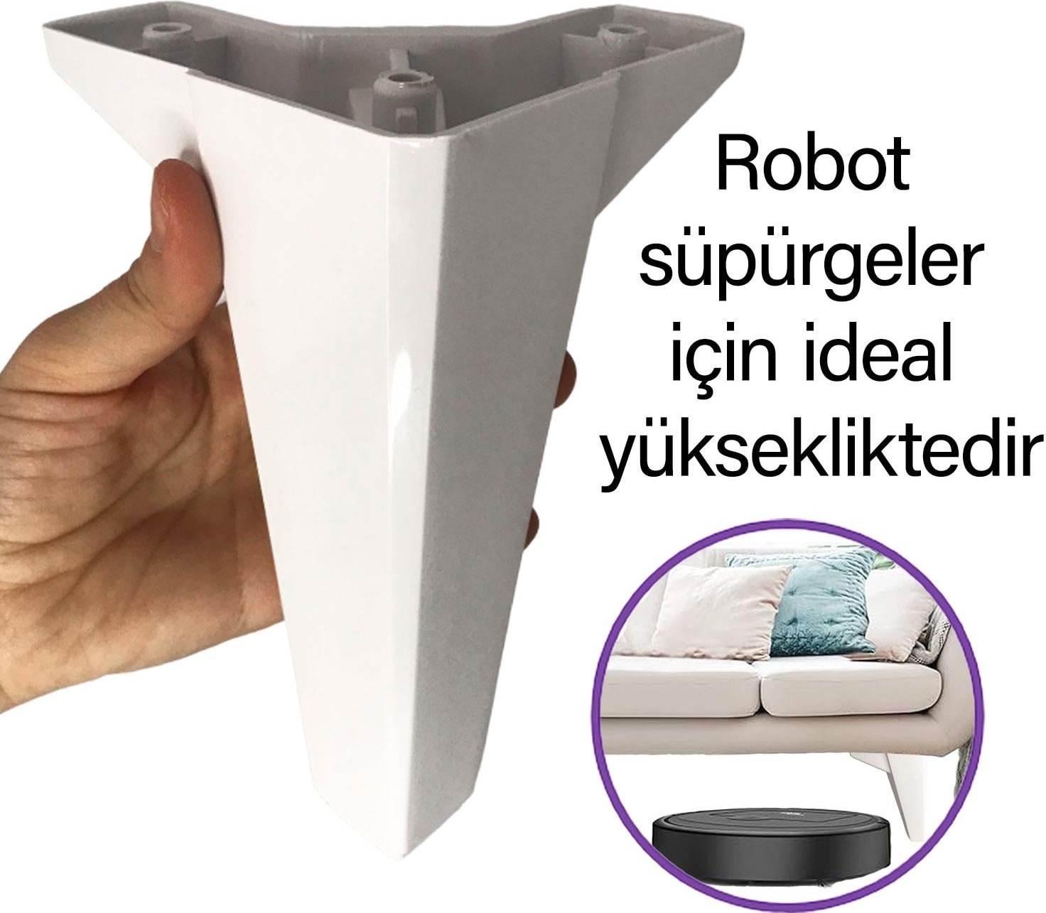 8 Adet Serdivan 15 cm Beyaz Lüx Mobilya Kanepe Sehpa Ünite Koltuk Ayağı Baza Ayak