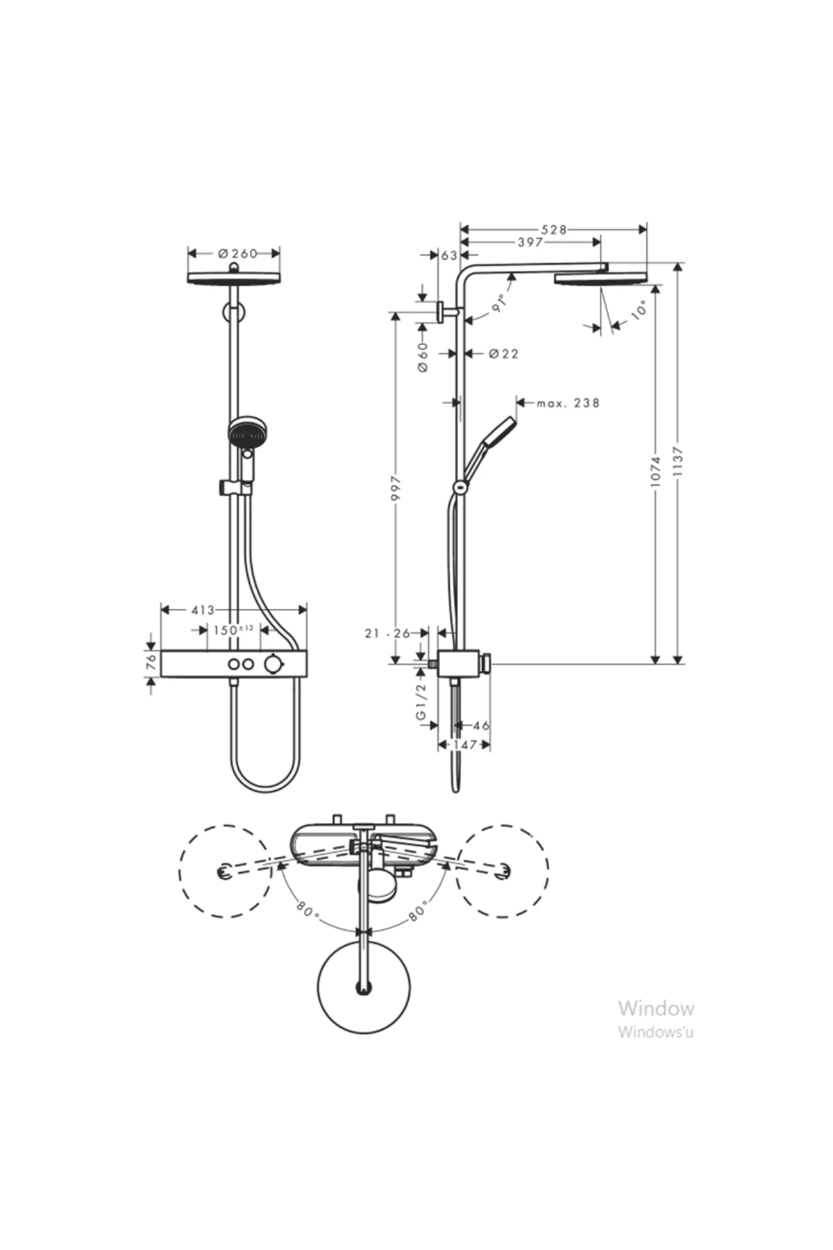 Pulsify S 260 1jet EcoSmart Duş Kolonu 24221000