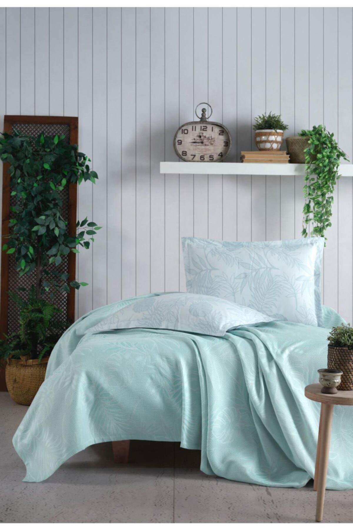 Çift Kişilik Jakarlı Pike Takımı Mentha V4 Mint