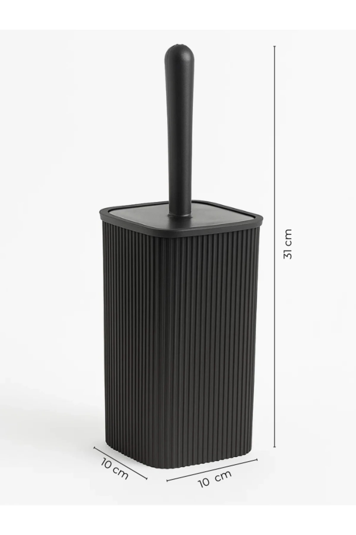 Yedekli Siyah Kare WC Kağıtlığı Tuvalet Fırçalığı Çöp Kovası Seti, Metal Askılı WC Kağıtlık Fırça
