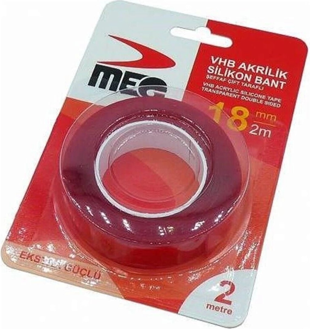 Meg Çift Taraflı Akrilik Silikonize Bant 18 mm x 2 Metre