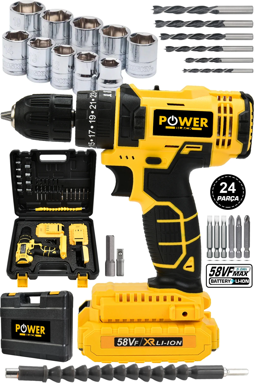 Germany Ultra Güçlü Çelik Şanzuman Bakır Sargılı Çift Akülü Şarjlı Matkap Vidalama