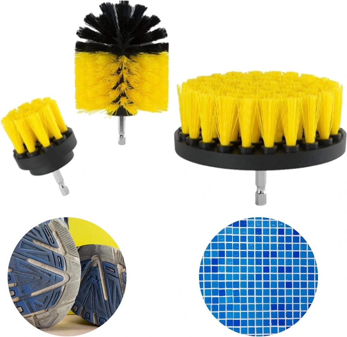 3lü Matkap Ucu Banyo Küvet Duşakabin Araba Tekerliği Koltuk Yıkama Temizleme Fırçası Seti (5047)
