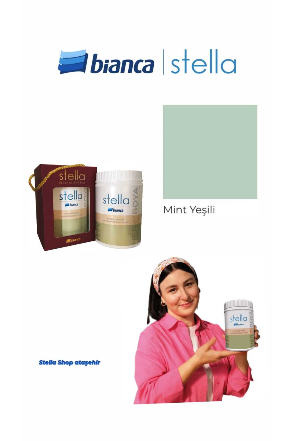 Stella Su Bazlı Saf Akrilik Boya 500ml - Mint Yeşil