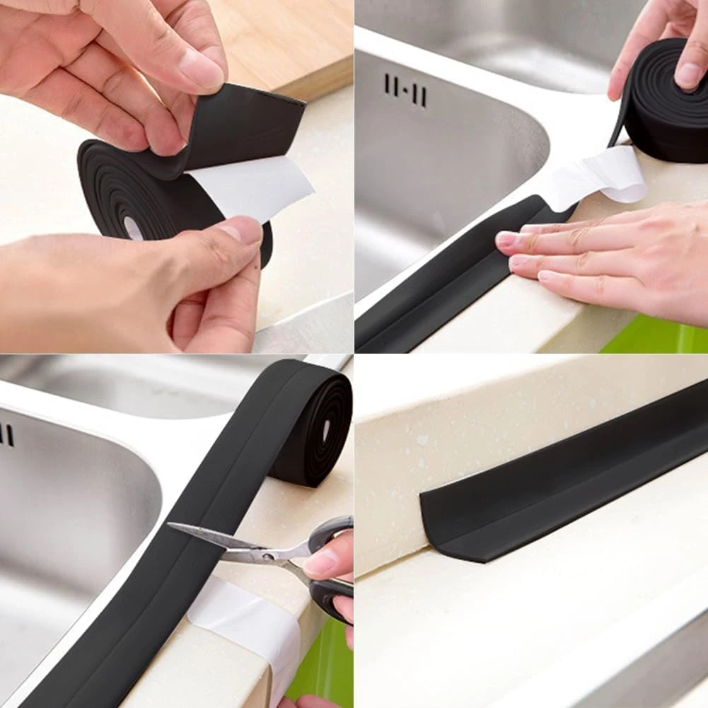 Siyah Su Sızdırmaz Geçirmez Bant Lavabo Küvet Duş Kenar Bandı