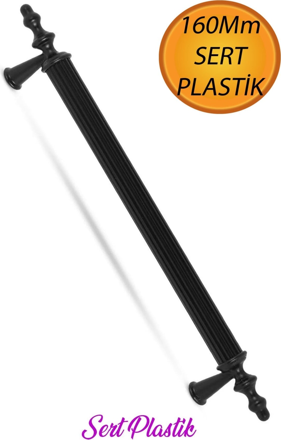 (Sert Plastik) Zeus 160 mm Siyah Mobilya Çekmece Mutfak Dolap Kapak Dolabı Kulpu Kulbu Kulpları