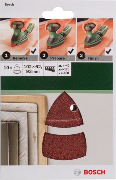 BOSCH - Multi Zımpara Kağıdı 10'Lu Set, 102 X 62/93 Mm 120 Kum