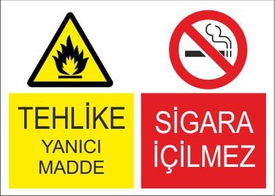 Tehlike Yanıcı Madde Sigara İçilmez 25 X 35 Cm Uyarı Levhası