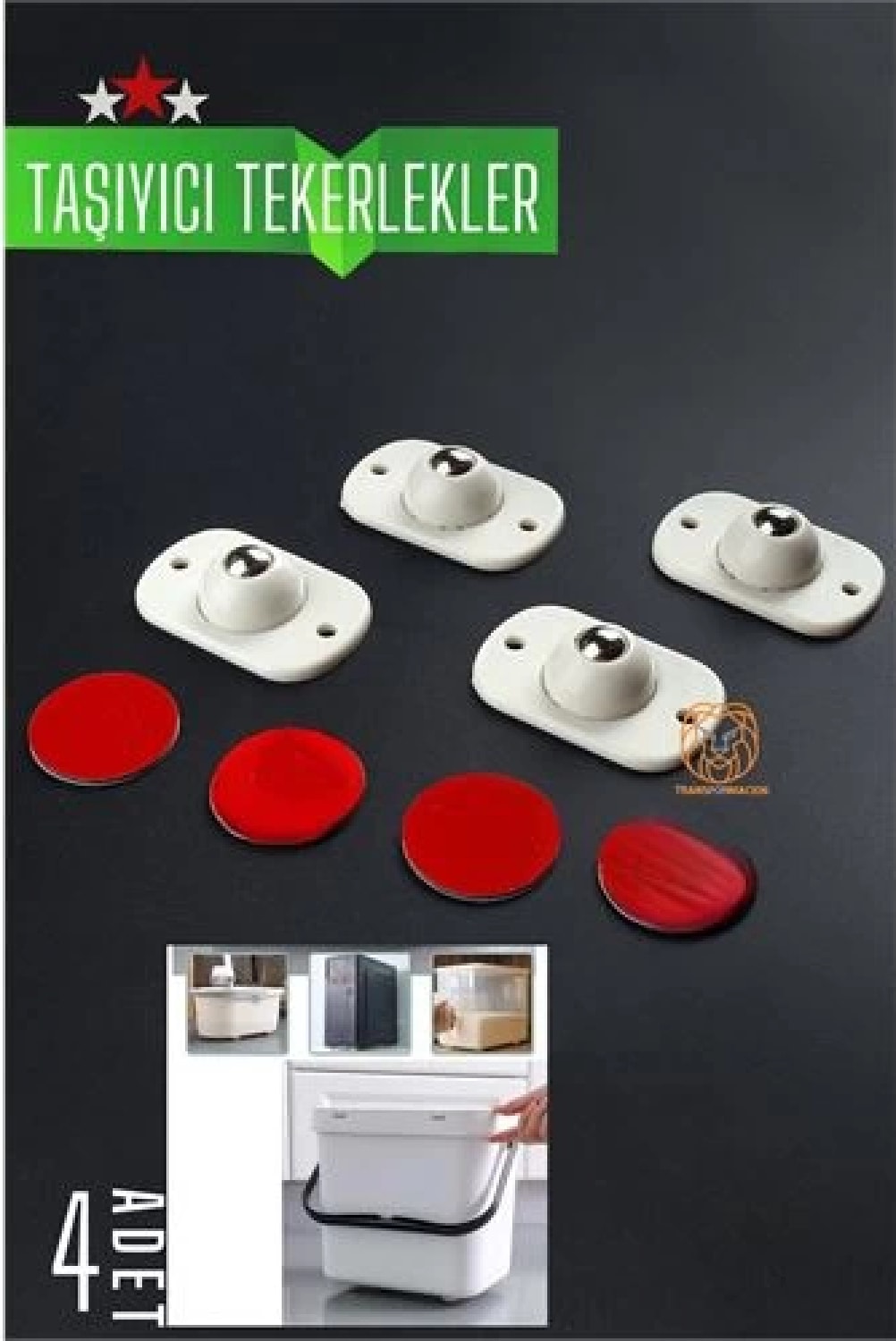 Bilyeli Mini Taşıyıcı Tekerlek Seti 360D Yapışkanlı