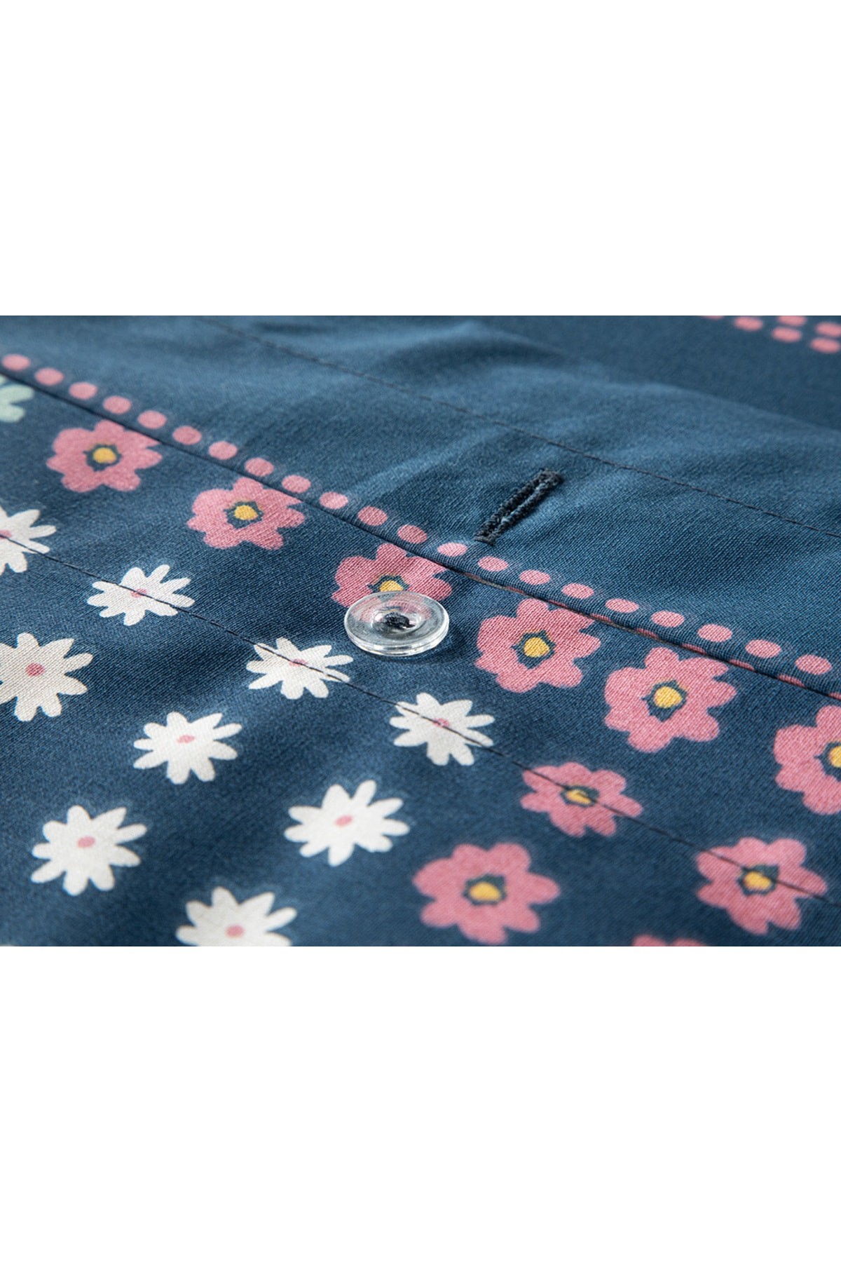 Daisy Patchwork Pamuklu Çift Kişilik Nevresim Setı 200x220 Cm Lacivert