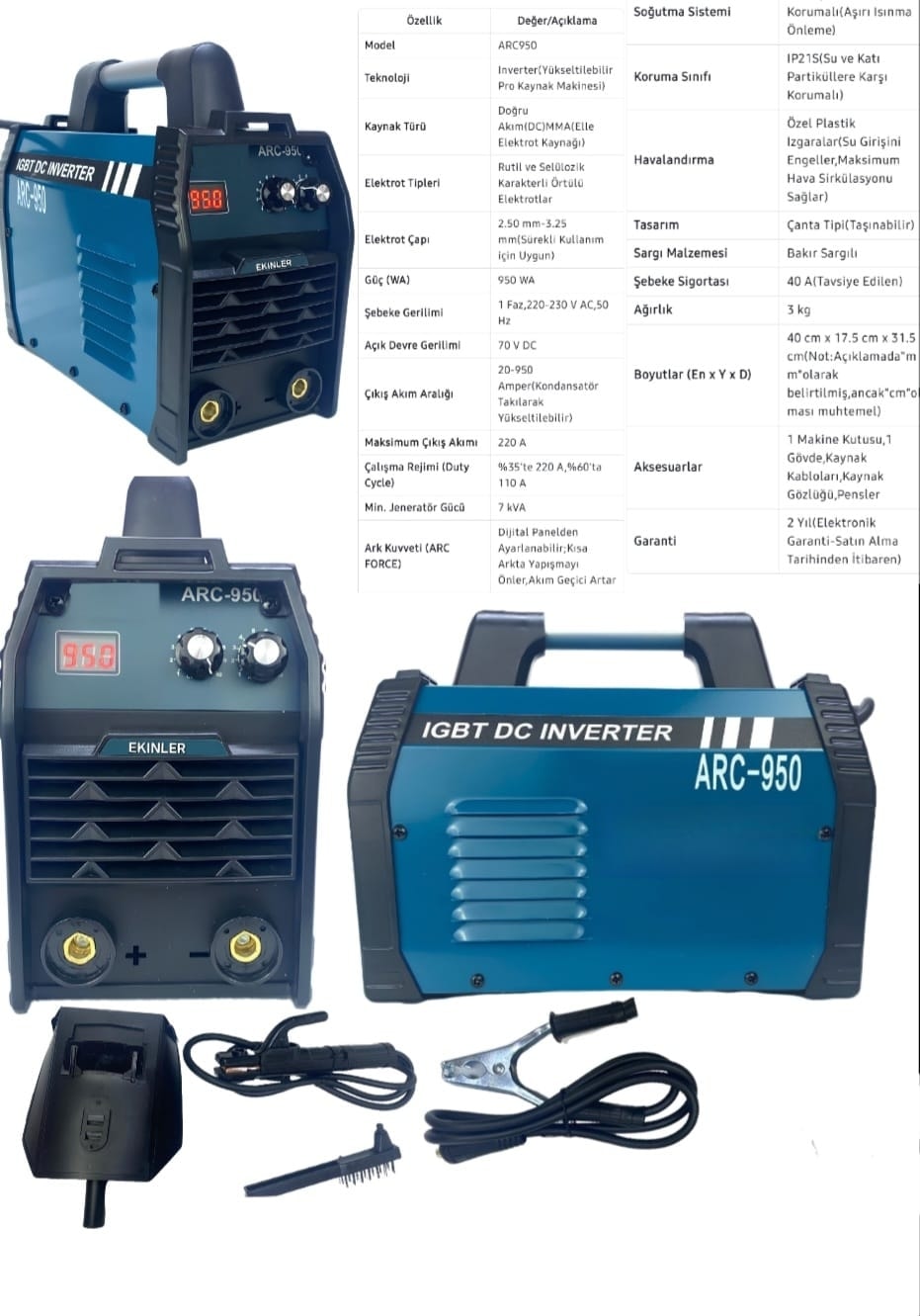 Arc 950 Dc Inverter Dijital Kaynak Makinesi (Mavi) EEA409