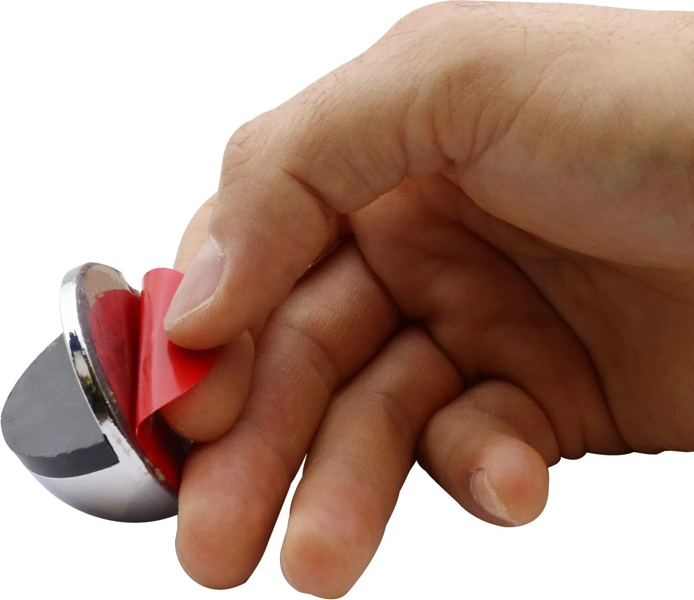 Yarımay Yapışkanlı Kapı Kolu Stoperi Tamponu Metal Durdurucu Tutucu Tutacağı Parlak Krom 5 Adet