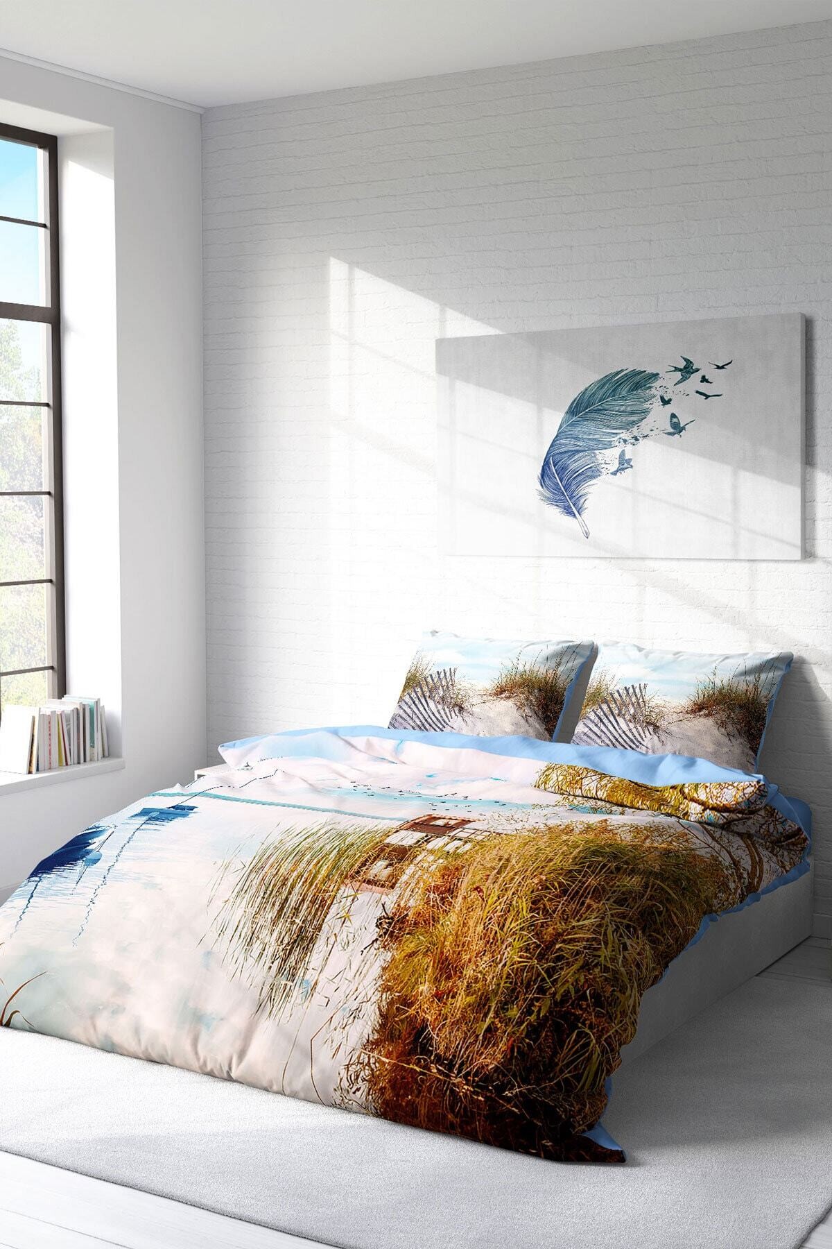 Kıng Sıze Reeds 3d Dijital Baskılı Çift Kişilik Nevresim Takımı 220x240cm