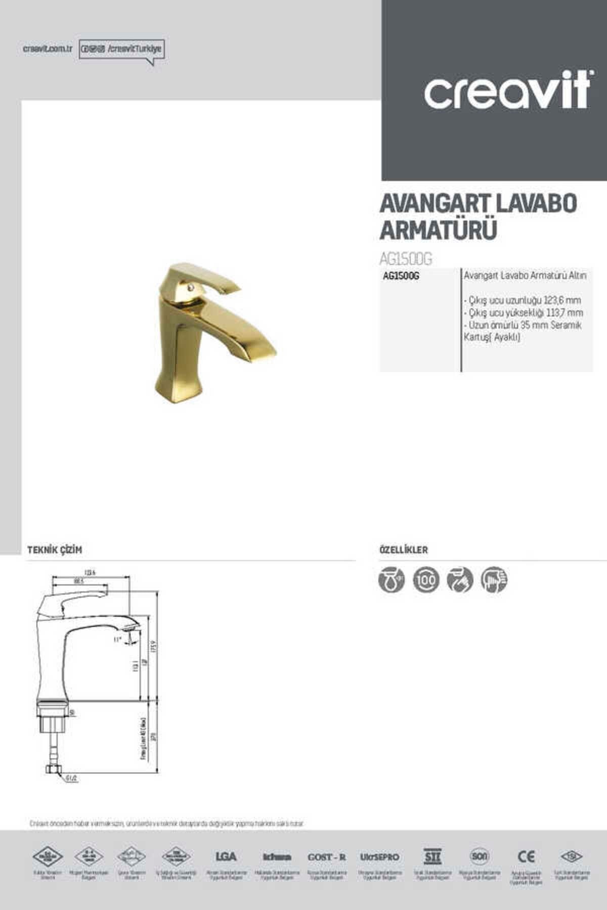 Avangart Lavabo Armatürü Altın