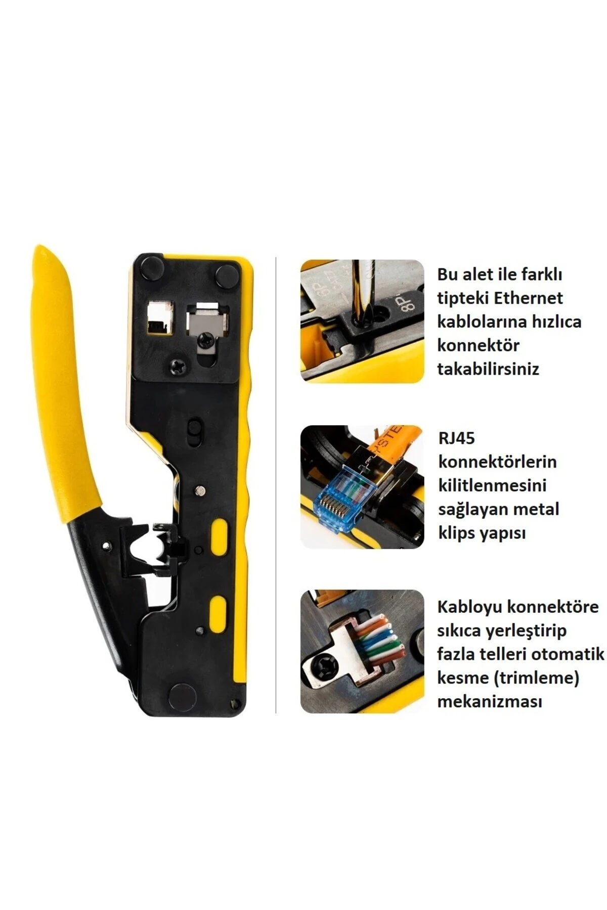 Cat5/Cat6/Cat7 Uyumlu Ağ Sıkma Pensesi RJ45 RJ11 Crimping Tool Kesme Sıyırma Sıkma 3'ü 1 Arada