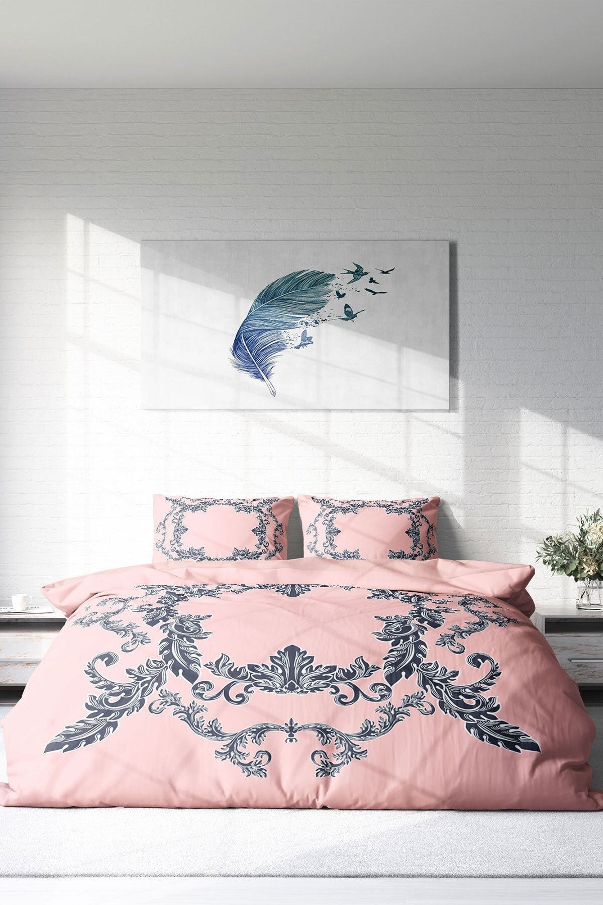 Pink Baraque 3d Çift Kişilik Nevresim Takımı