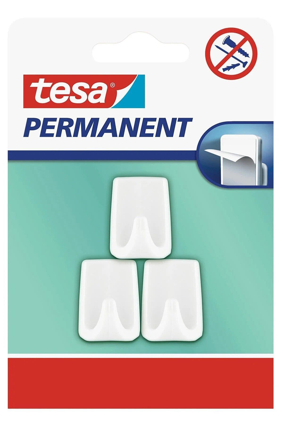 Permanent Askı Plastik Küçük Kendinden Yapışkanlı Dikdörtgen Beyaz Askı 3 Lü Paket
