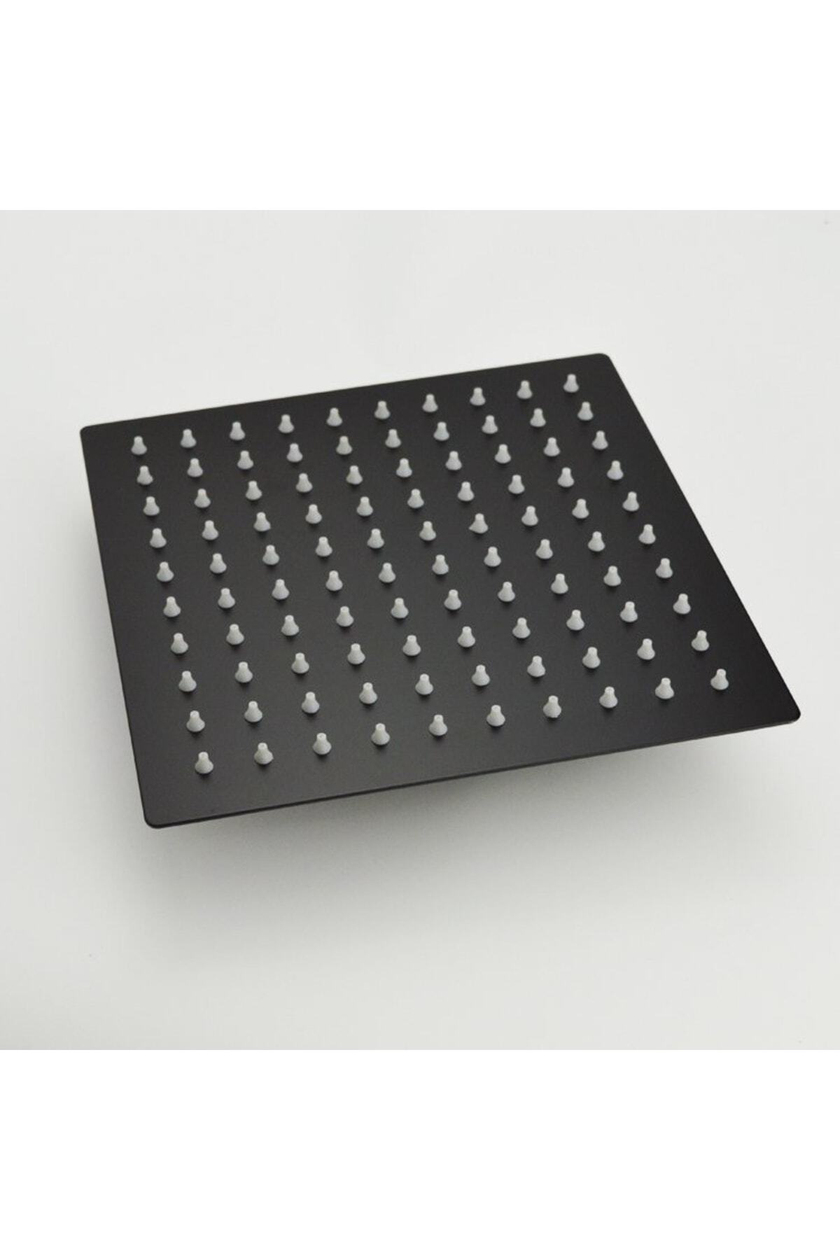 Tepe Duş Başlığı Kare Slim 304 Metal 20x20 Cm Siyah Ktd101-b