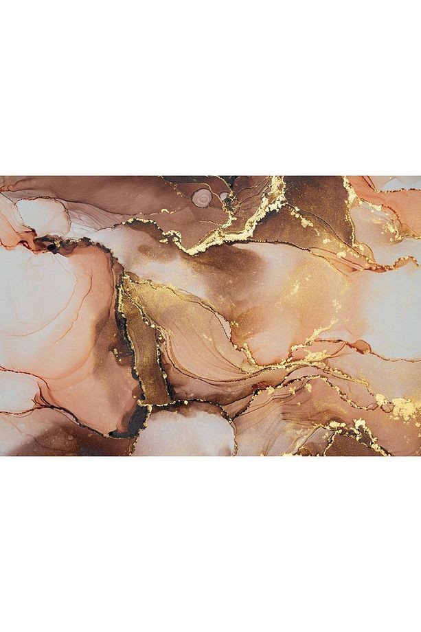 Kahverengi - Gold Mermer Desen Duvar Kağıdı