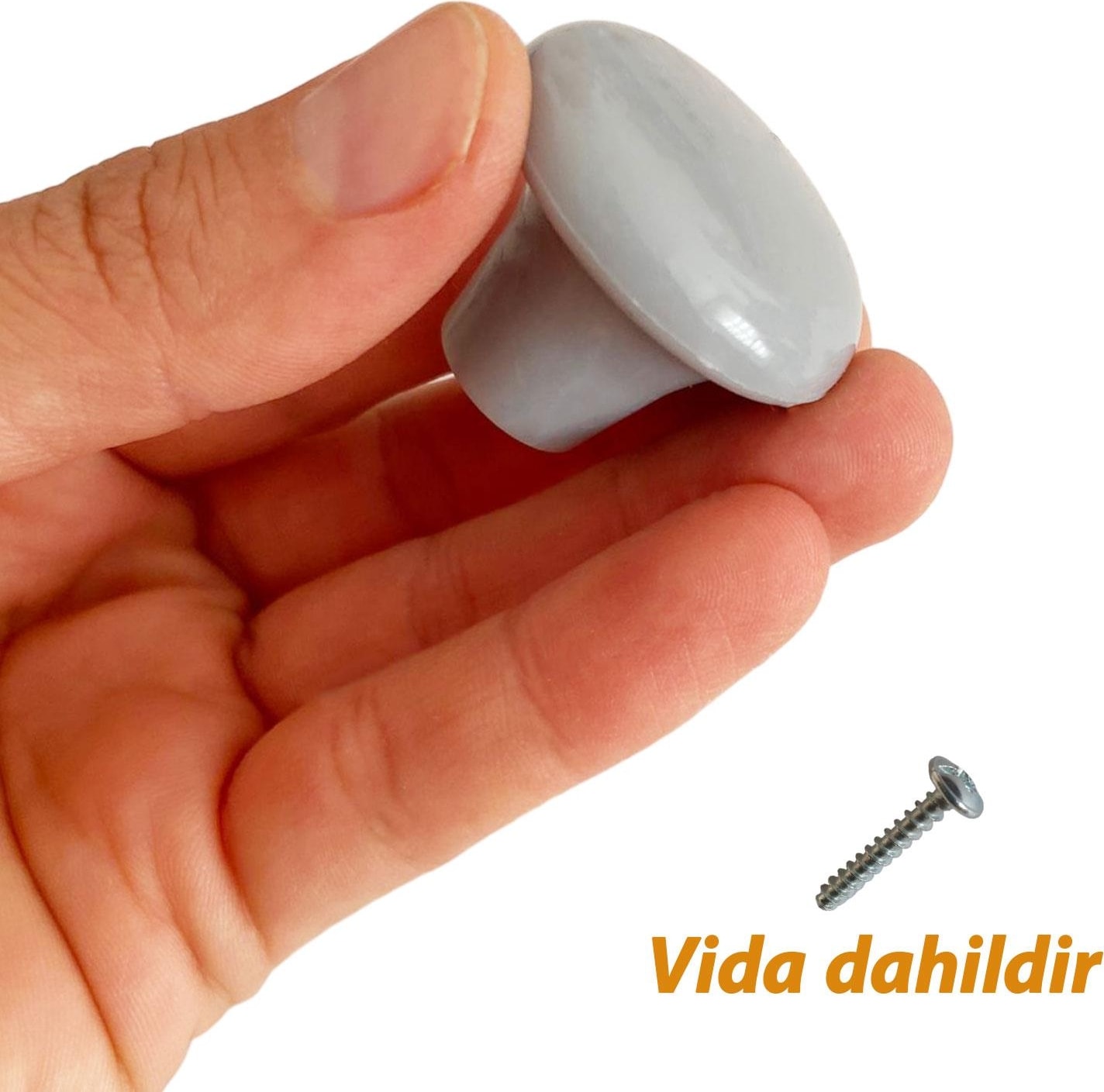 8 Adet Sert Plastik Mantar Düğme Kulp Gri Dolap Mobilya Mutfak Dolabı Çekmece Kapak Kulpu Kulbu