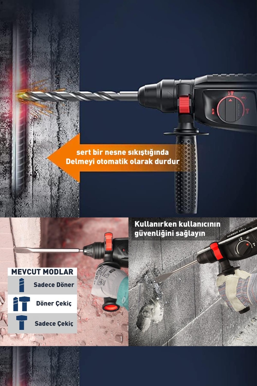 Profesyonel Metal Şanzıman Kırıcı Delici Hilti Darbeli Matkap 2-28mm