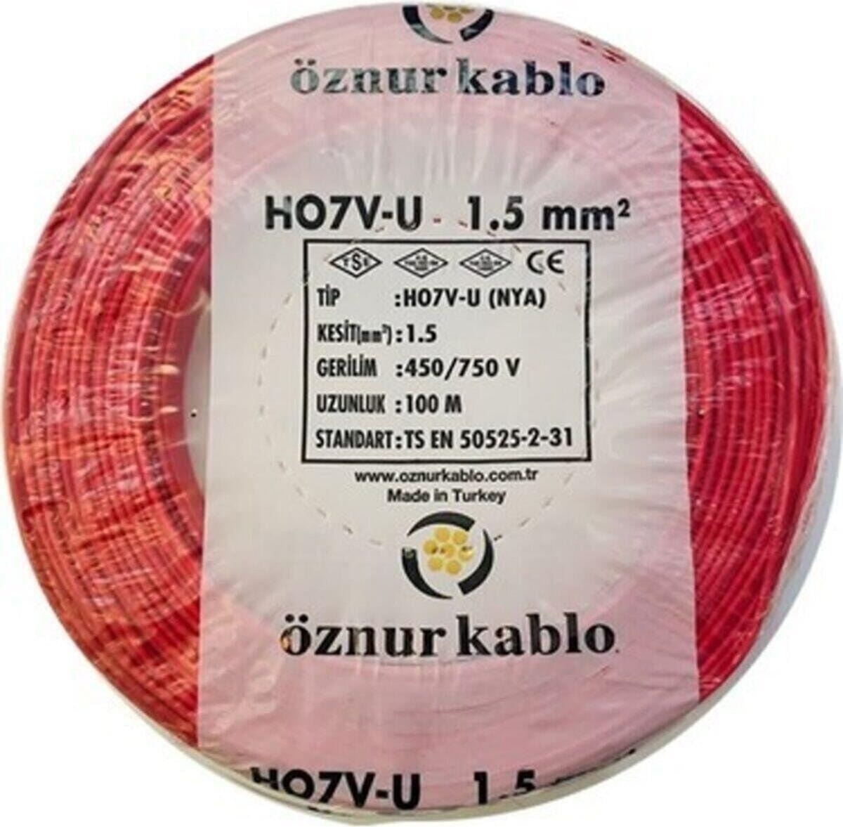 1,5 Nya Kablo Kırmızı 100 Metre. 1,5 Nya Kablo