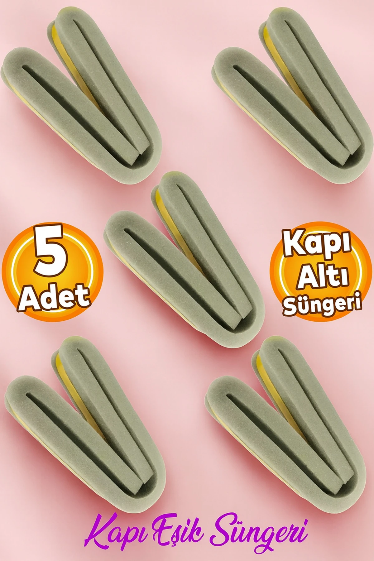 5 Adet Yapışkanlı Kapı Altı Eşik Süngeri Bant Soğuk Isı Izolasyon Yalıtım Bandı Fitili Süngeri 90 cm