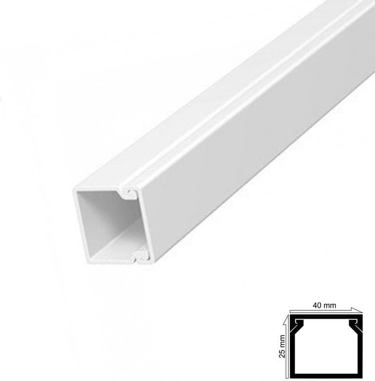 Kablo Kanalı 40X25 mm 2 Metre Yapışkan Bantlı 4 Adet