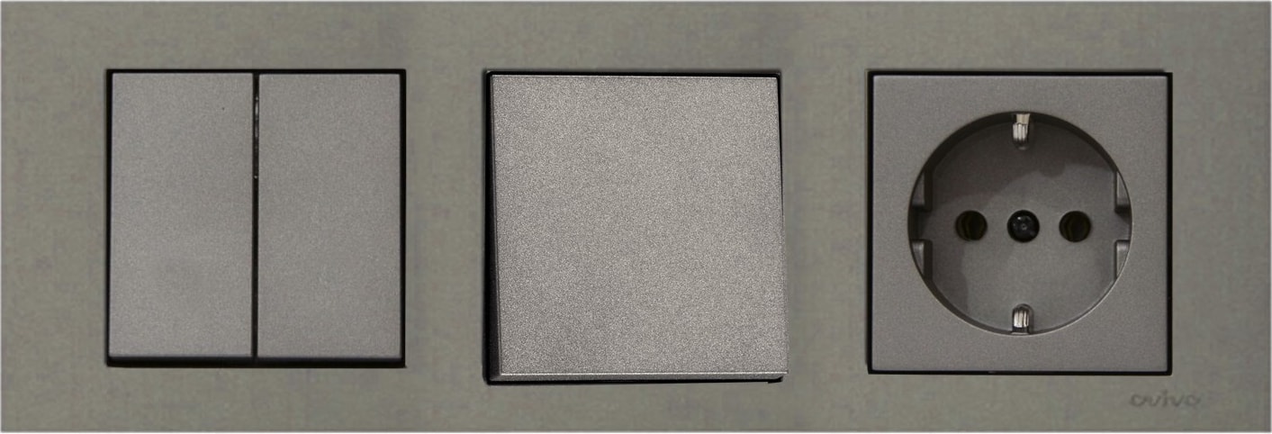 Grano Antrasit 3'lü Set Komütatör, Anahtar ve Topraklı Priz Set