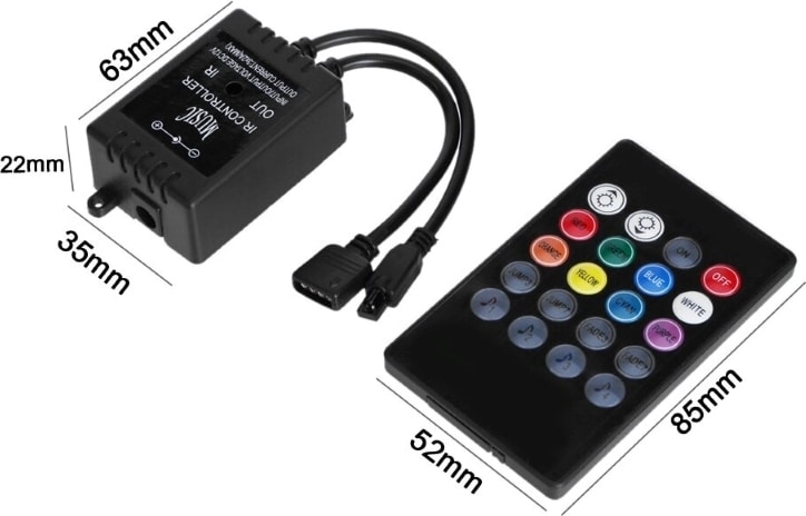Müziğe /sese Duyarlı Rgb LED Kontrol Paneli + Kumanda – 20 Tuşlu