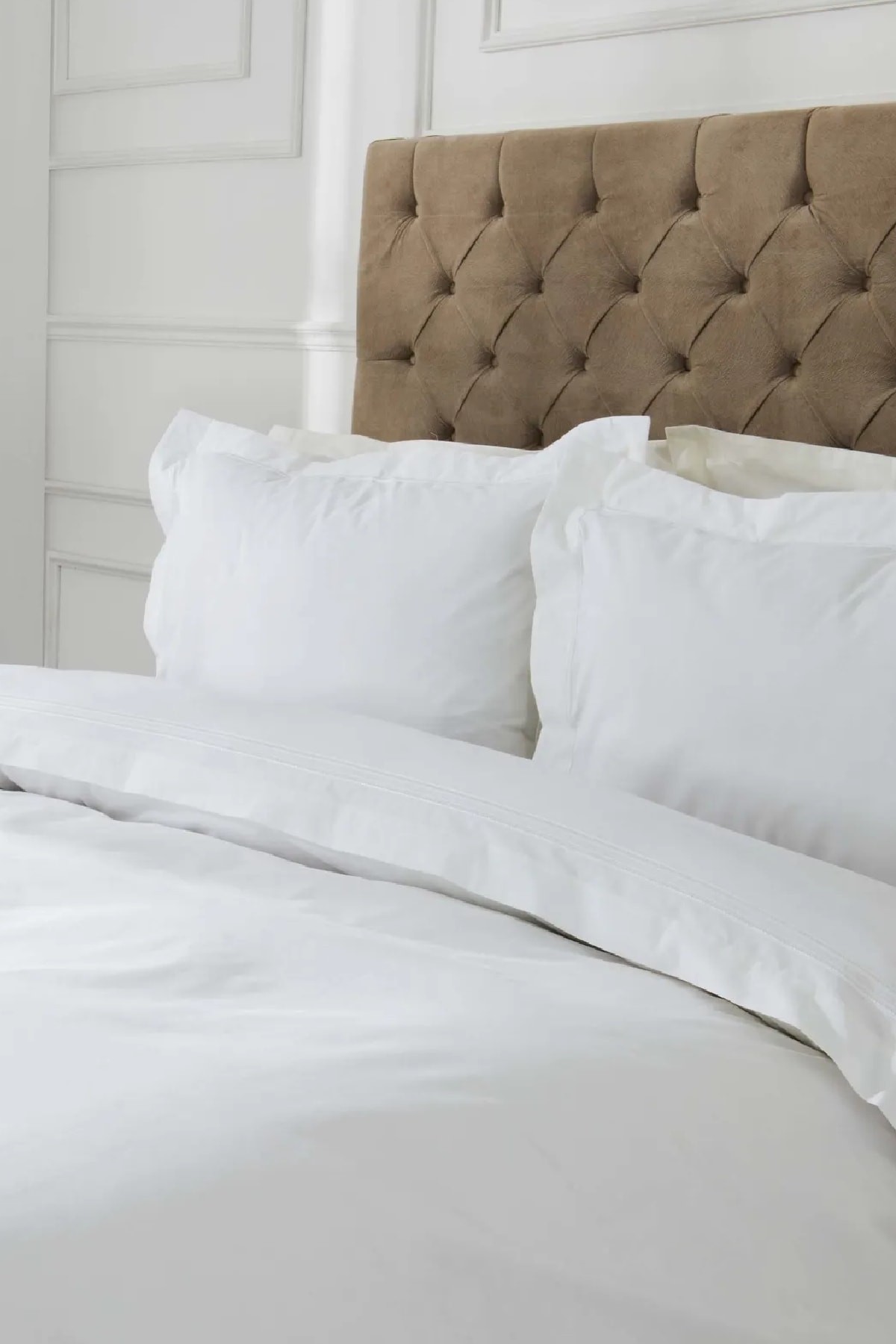White Collection Ada Beyaz Zincir Şeritli Percale Çift Kişilik Nevresim Takımı