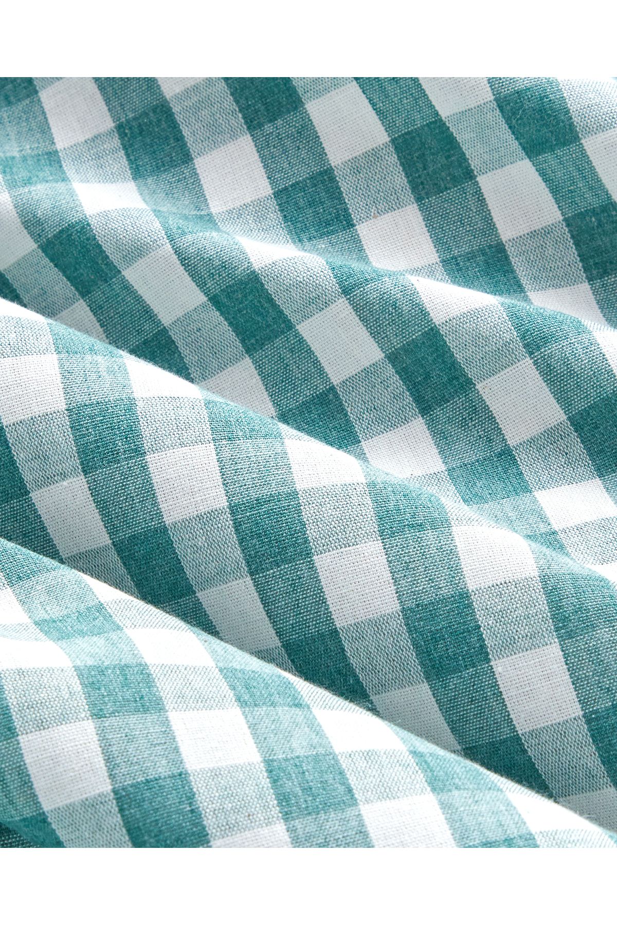 Clouded Grid İpliği Boyalı Çift Kişilik Nevresim Takımı 200x220 cm Koyu Yeşil