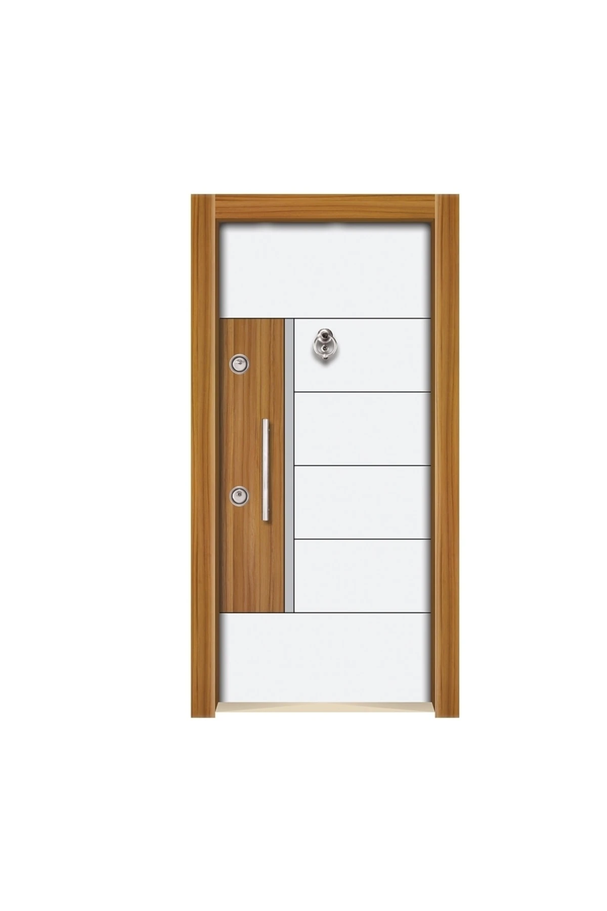 Tez3563 Ahşap Kaplama Düz Model Çelik Kapı Gizli Ayarlı Sağ Açılım