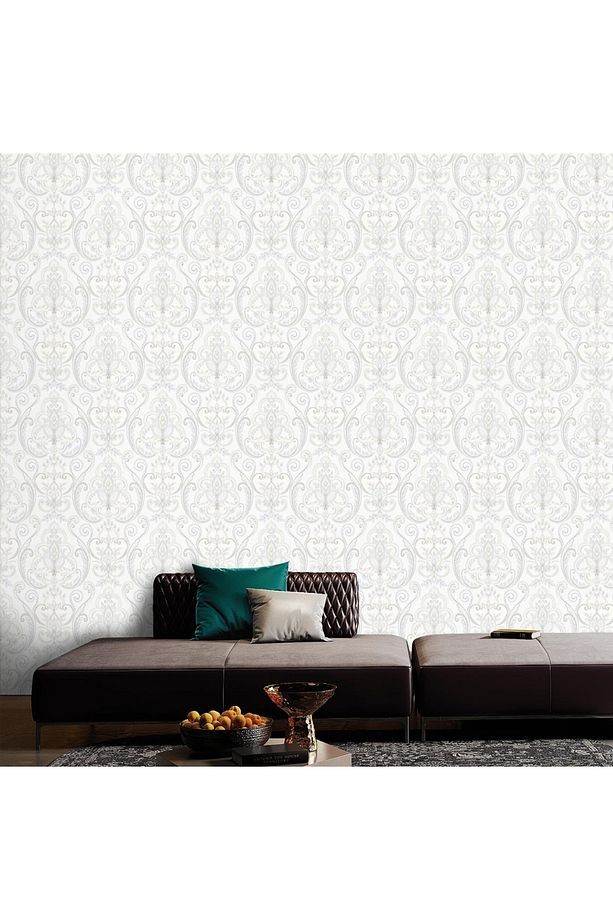 Tropicano Renkli Damask Desen Duvar Kağıdı 9901-1: Beyaz | Ce, Iso 9001, Iso 10002, Iso 14001