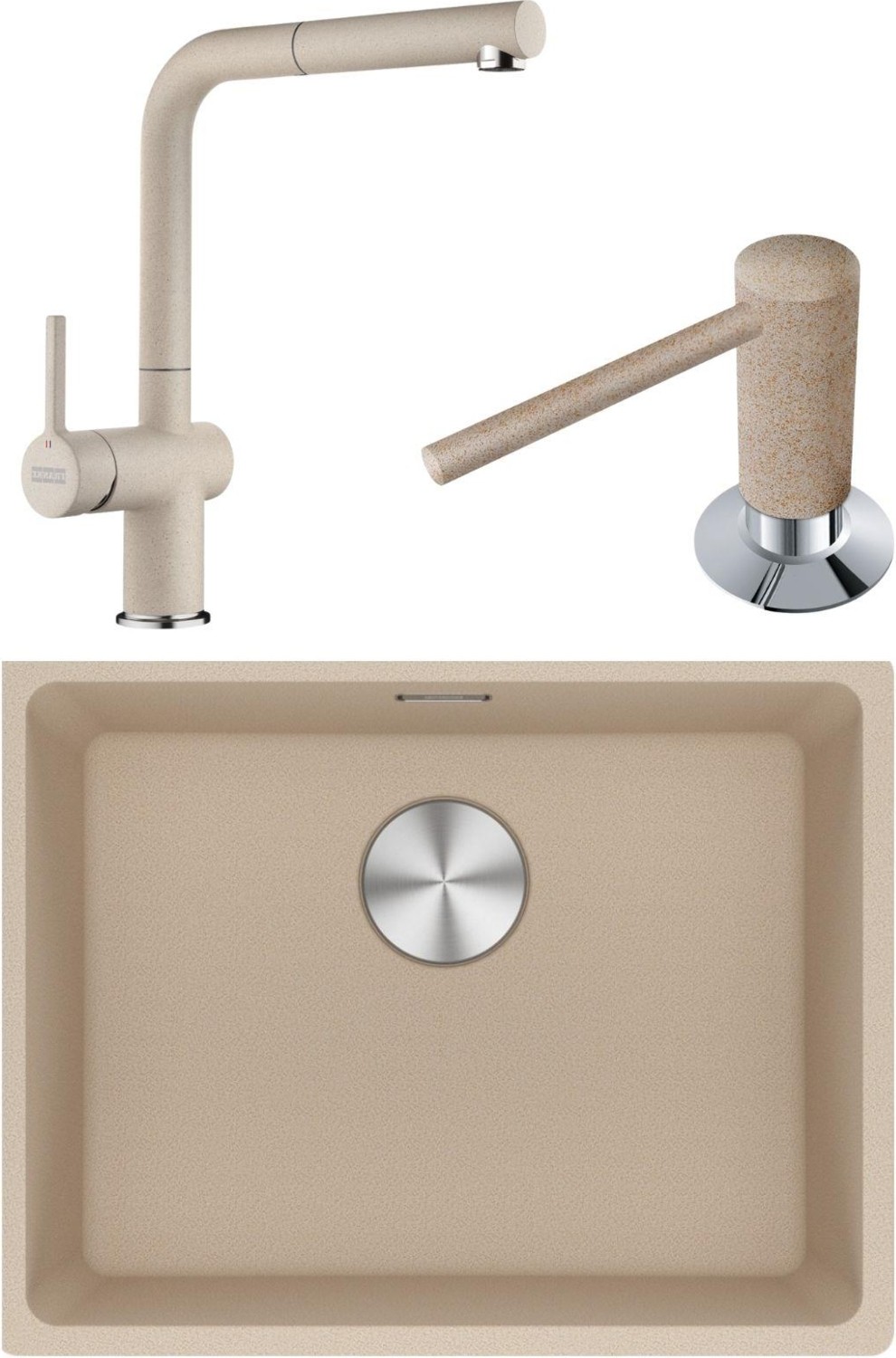 Maris Mrg 210/110-52 Granit Eviye-Active Plus 2.0 Armatür-Sıvı Sabunluk Üçlü Set Avena