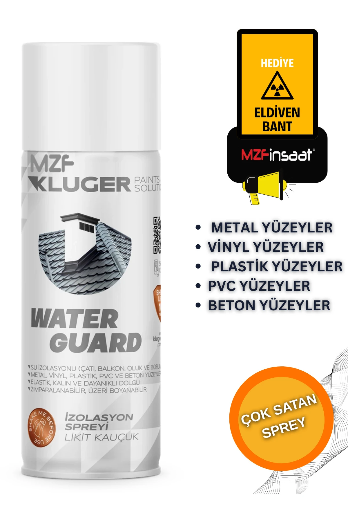 KLUGER 500 ml Su Yalıtım Sızdırmaz Geçirmez Izolasyon Kauçuk Spreyi Kaplama Sızıntı Önler