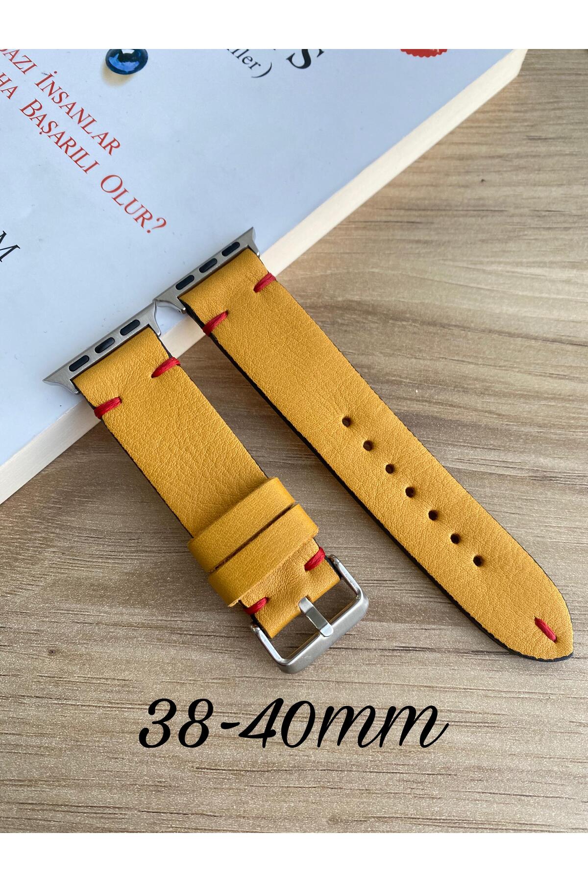 Apple Watch 38mm ve 40mm Uyumlu Gerçek Deri Saat Kayışı. Akıllı Saat Kordonu.