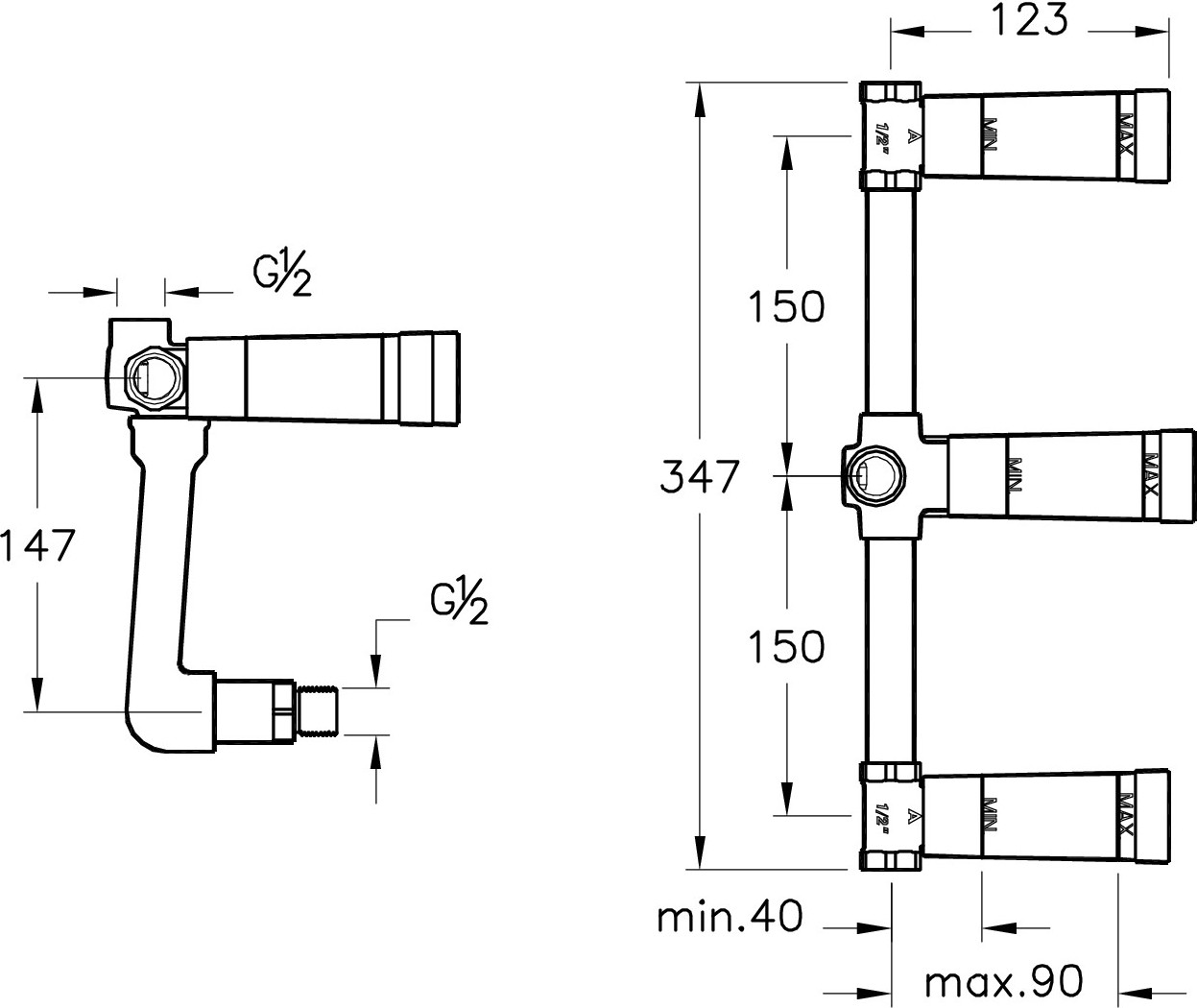 VitrA Juno A40834 Ankastre Banyo Bataryası, Sıva Altı Grubu