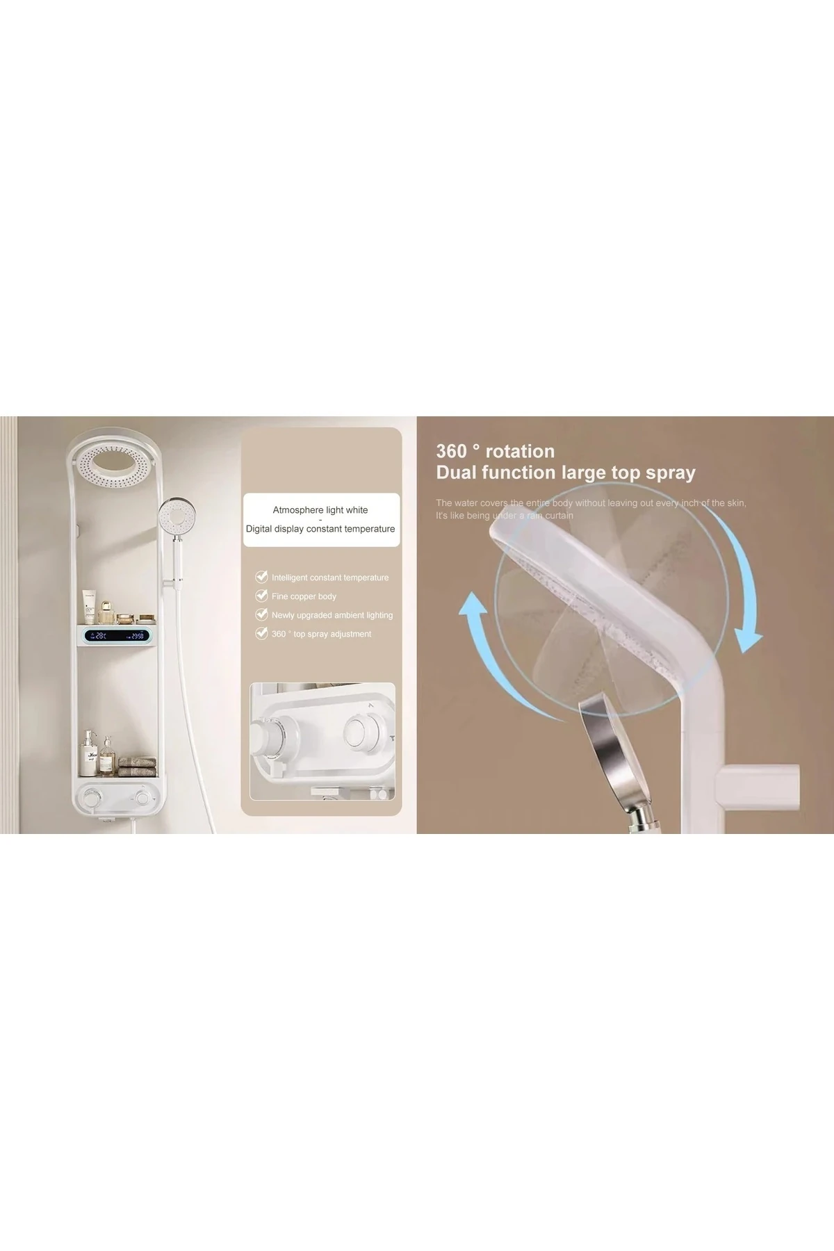 DİJİTAL LED EKRAN VE TERMOSTATLI ROBOT DUŞ SETİ LÜX ŞELALE YAĞMUR DUŞ SİSTEMİ 7 YIL GARANTİLİ İTHAL