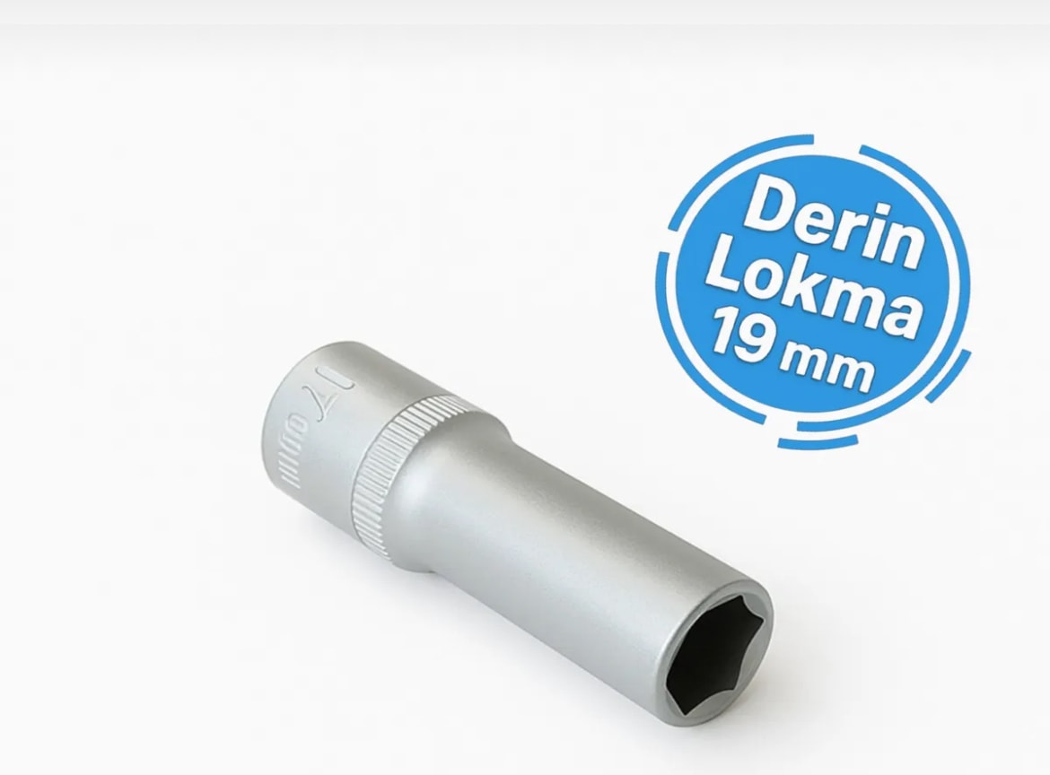 Izeltaş 1/2'' Altı Köşe Derin Lokma Anahtar 19 mm