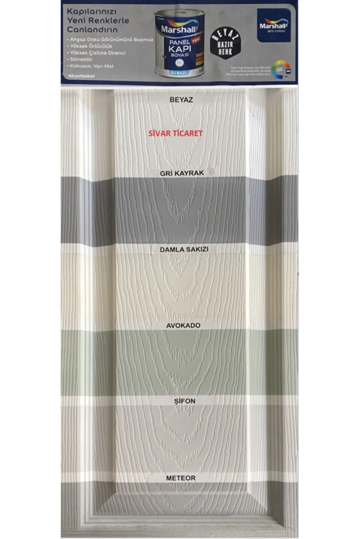 Su Bazlı Kokusuz Panel Kapı Boyası 1 lt Meteor Rengi