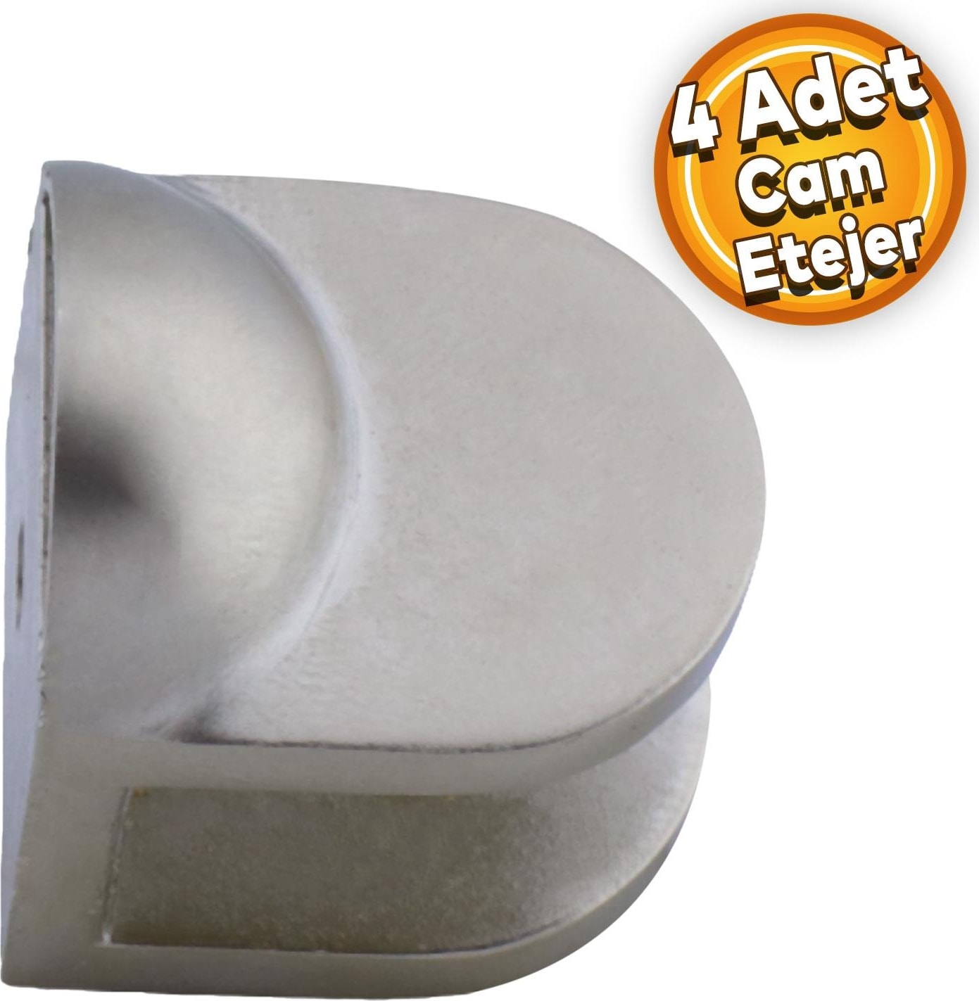 Cam Tutucu Ahşap Raf Tutucu Cam Etejeri Metal U Tipi Vidalı Saten (4 Adet)