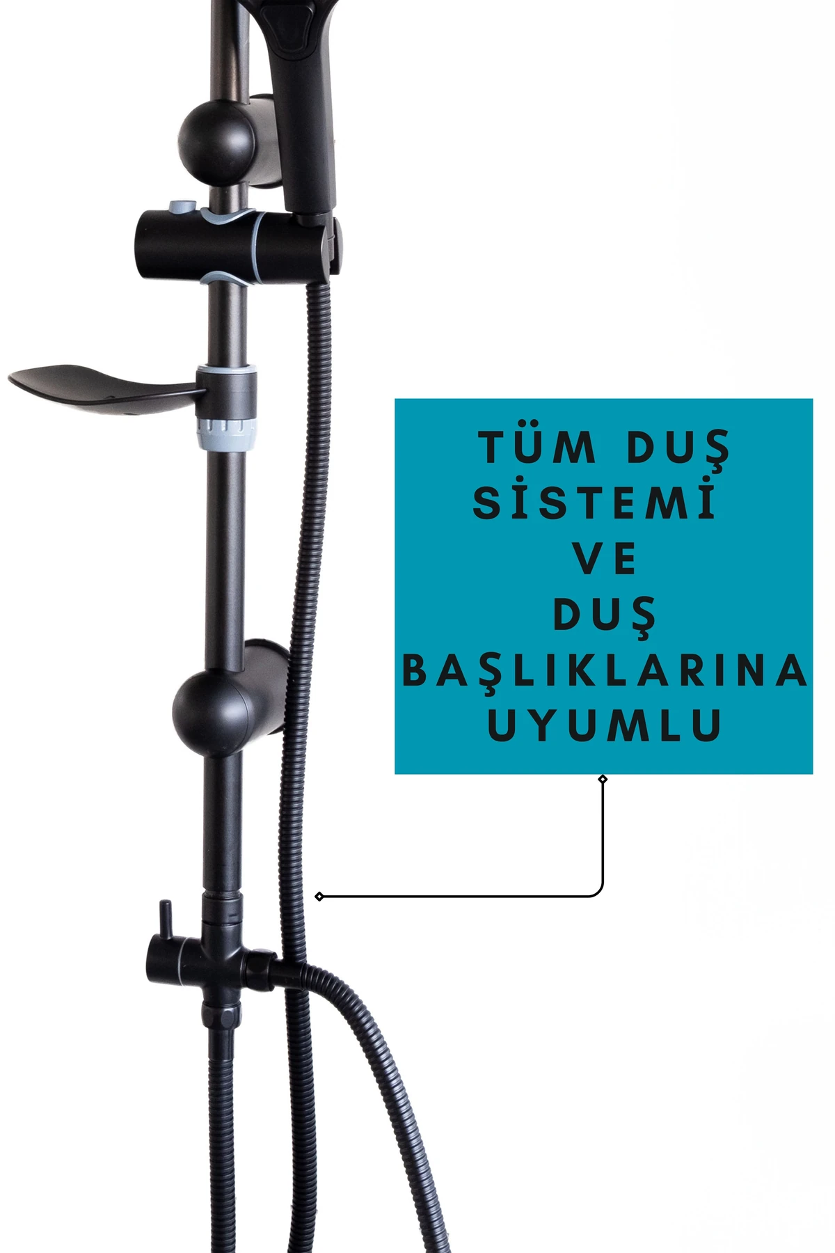 Banora Spiral Duş Başlığı Hortumu, Paslanmaz, G1/2" İçin Uygun Standart Bağlantı, 150 cm, Siyah